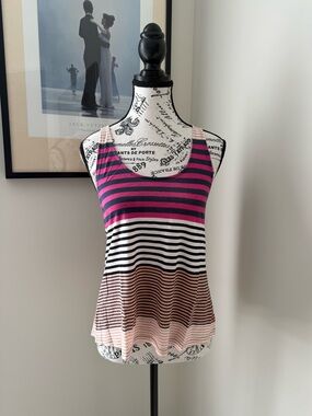 Hurley Pink, Black & White Striped Tank